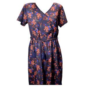 Lazybones Floral Wrap Dress Organic Cotton V-Neck Size Small Anthropologie Boho